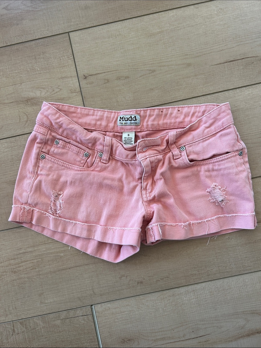 Mudd Pink Distressed Denim Shorts juniors size 9